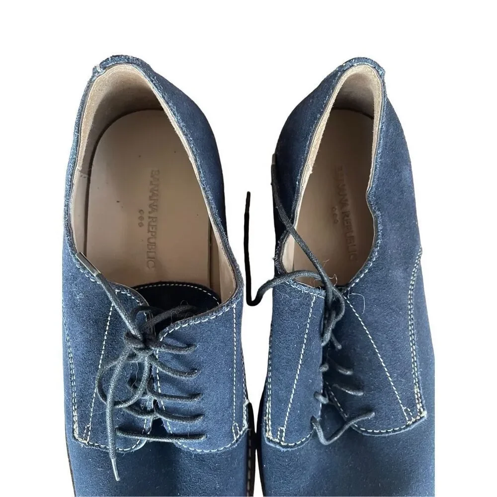 Banana Republic Mens Blue Lace Up Suede Oxford Dress Shoes Size 12